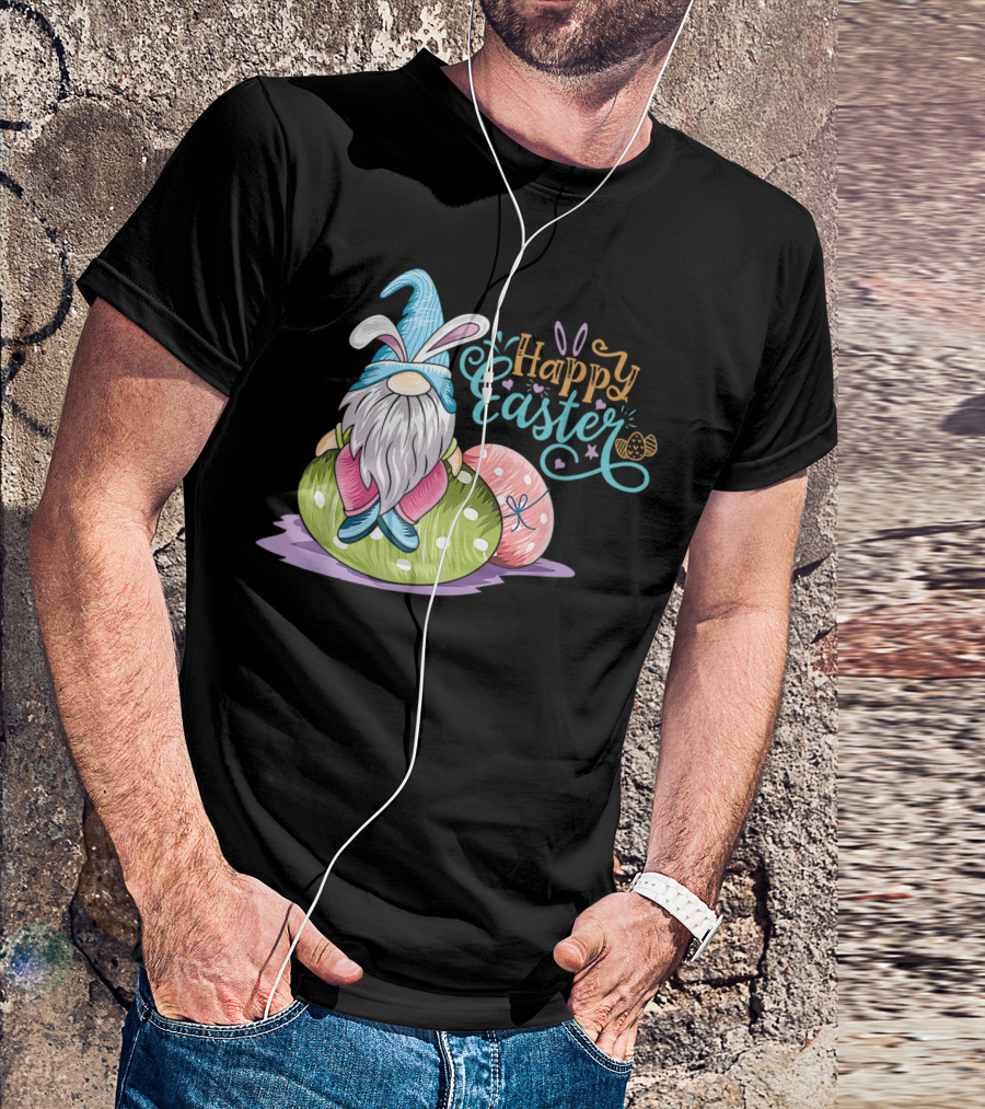 Happy Easter Gnome On Colorful Eggs T-Shirt