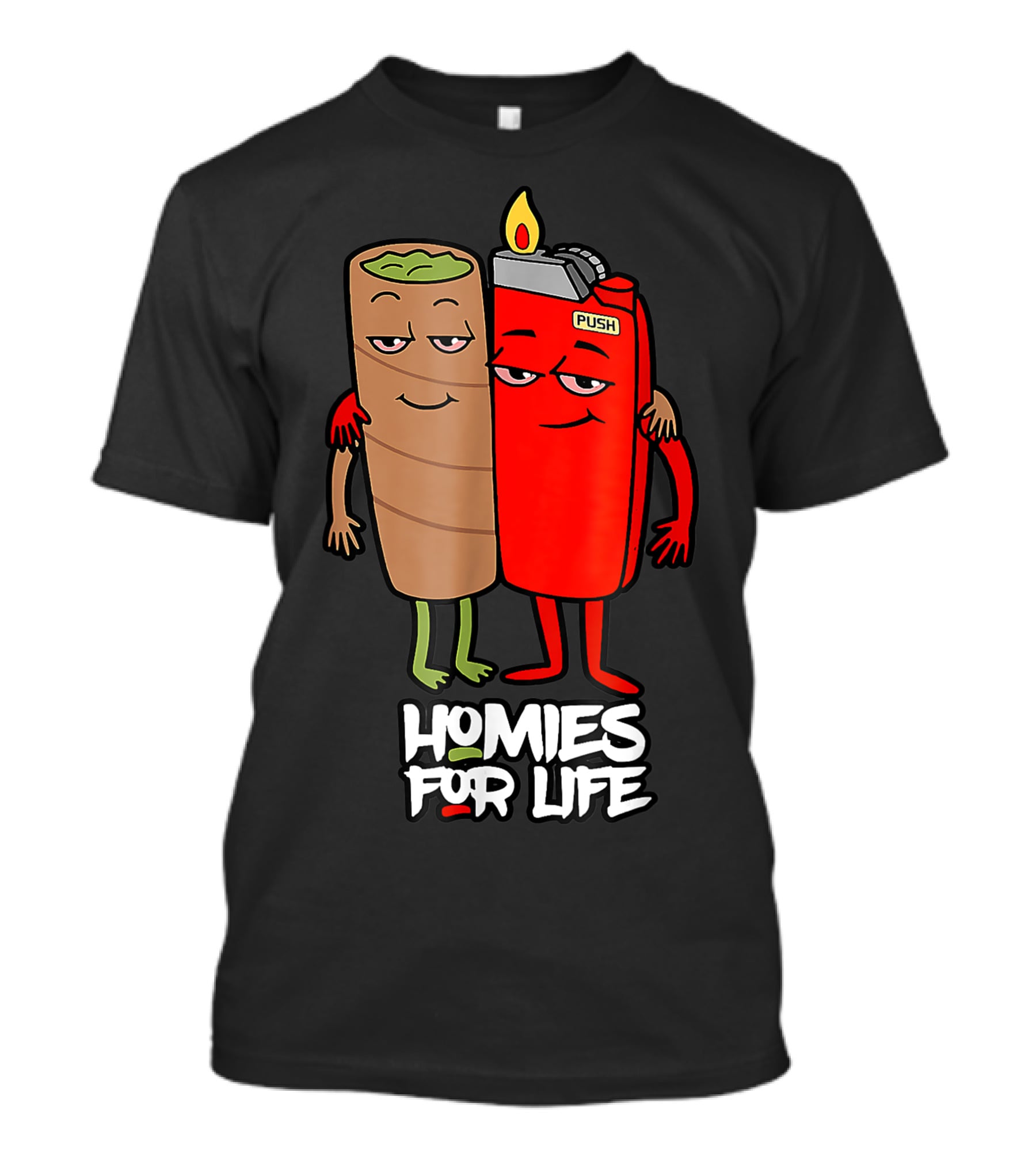 Homies For Life Weed Hugs Blunt Lighter Duo T-Shirt
