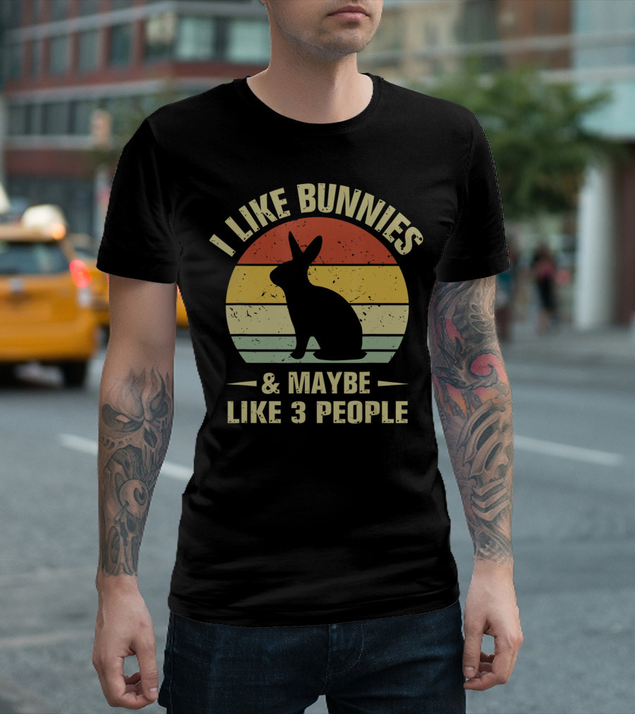 I Like Bunnies and Maybe Like 3 People Retro Bunny T-Shirt