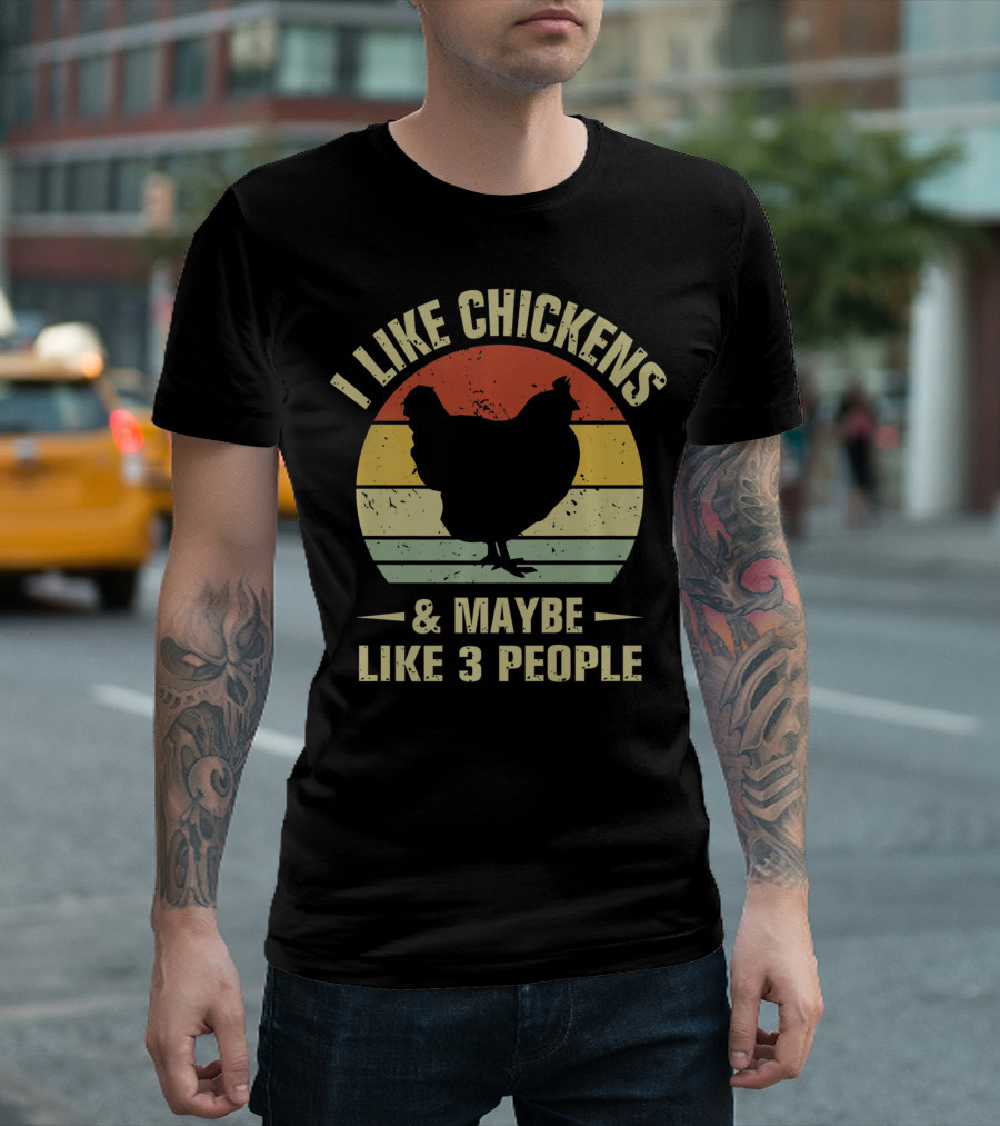 I Like Chickens And Maybe Like 3 People Vintage Chicken T-Shirt