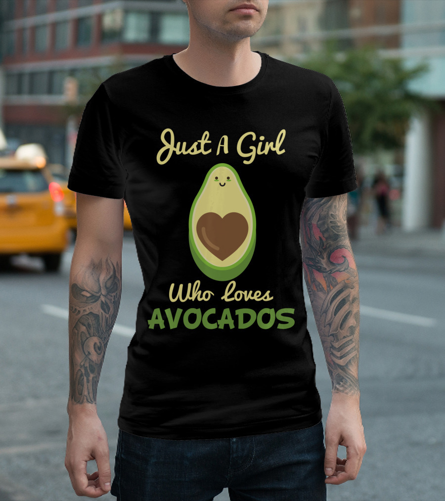 Just A Girl Who Loves Avocados Cute Heart-Faced Avocado T-Shirt