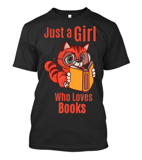 Just A Girl Who Loves Books Cute Cat Reading T-Shirt