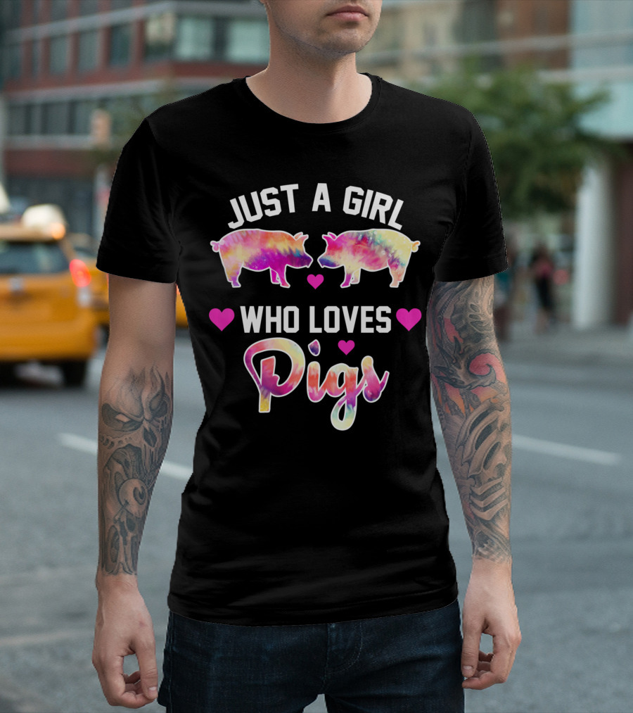 Just A Girl Who Loves Pigs Colorful Animal Lover Girl T-Shirt