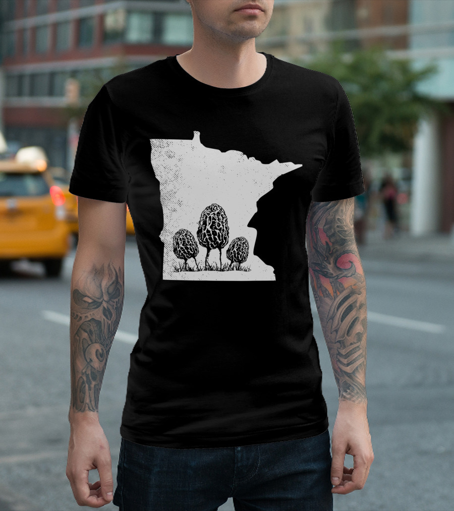 Minnesota Morel Mushroom Hunting Foraging Shrooming Hunter State Map T-Shirt