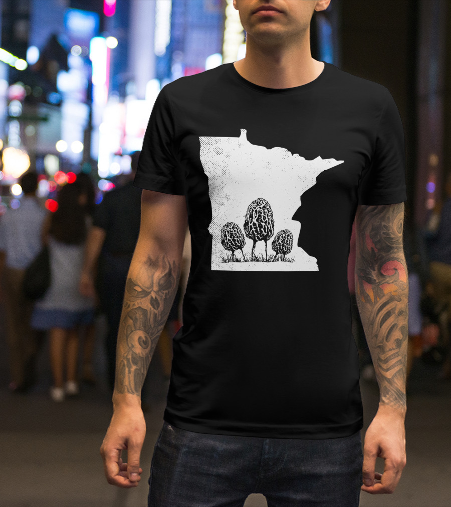 Minnesota Morel Mushroom Hunting Foraging Shrooming Hunter State Map T-Shirt