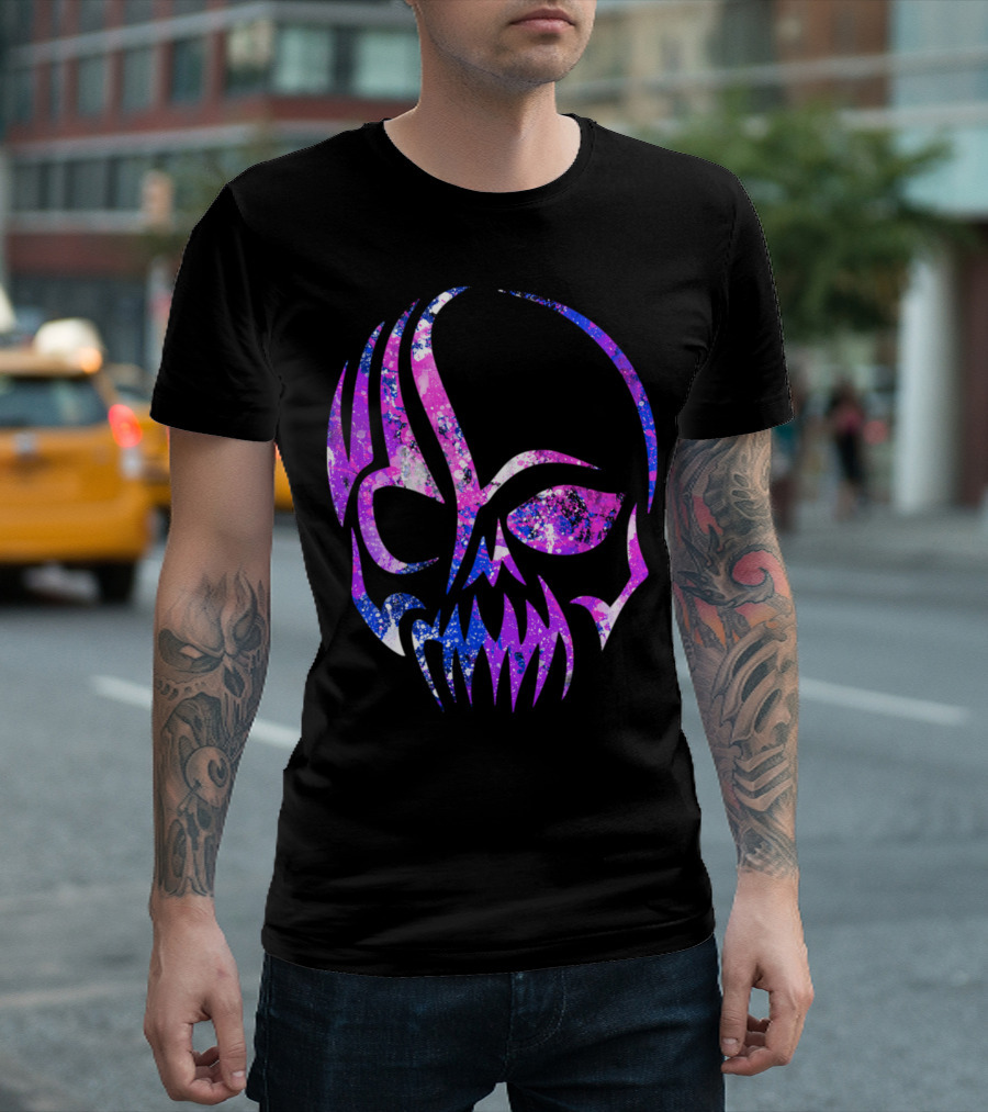 Purple Blue Skull Alien Aesthetic Video Games T-Shirt