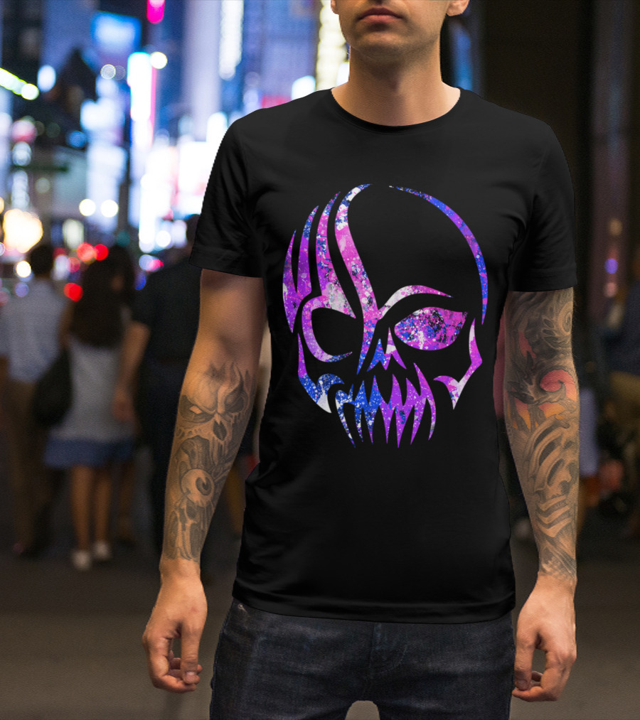Purple Blue Skull Alien Aesthetic Video Games T-Shirt