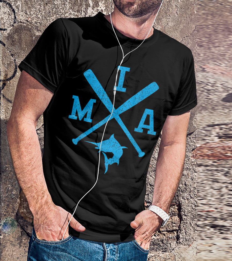 Retro Miami Baseball Bats Vintage Marlin MIA Fan T-Shirt