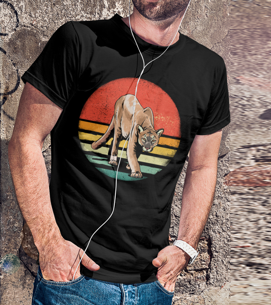 Retro Vintage Cougar Nature Wildlife Lover T-Shirt