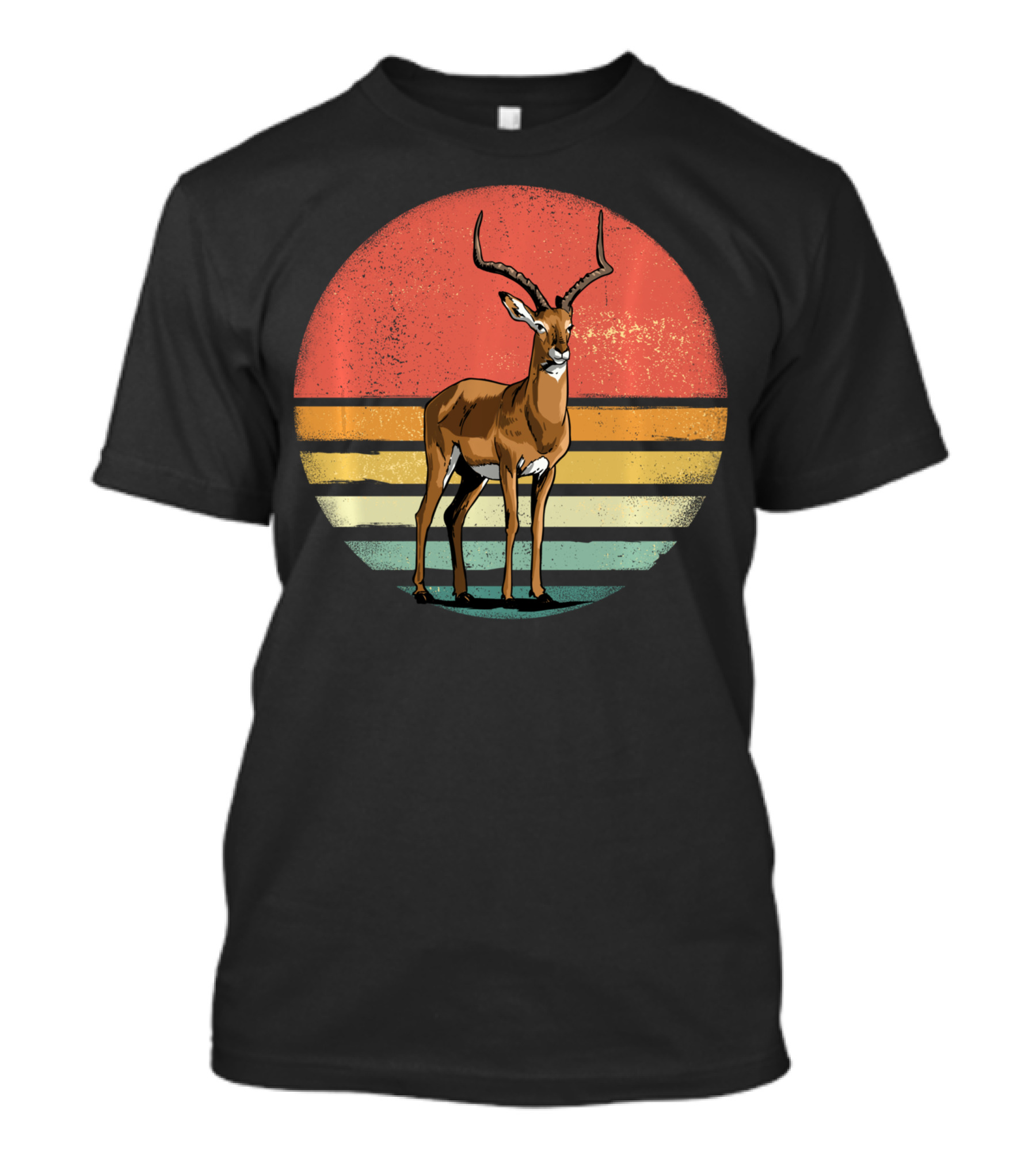 Retro Vintage Impala Nature Lover With Sunset Stripes T-Shirt
