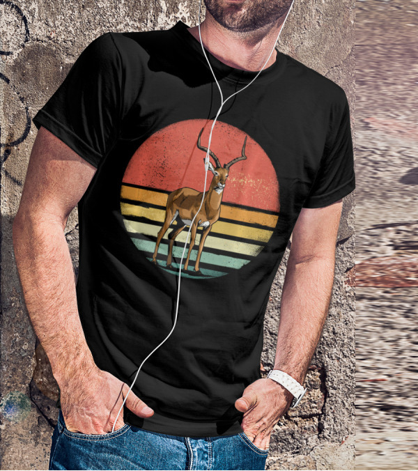 Retro Vintage Impala Nature Lover With Sunset Stripes T-Shirt
