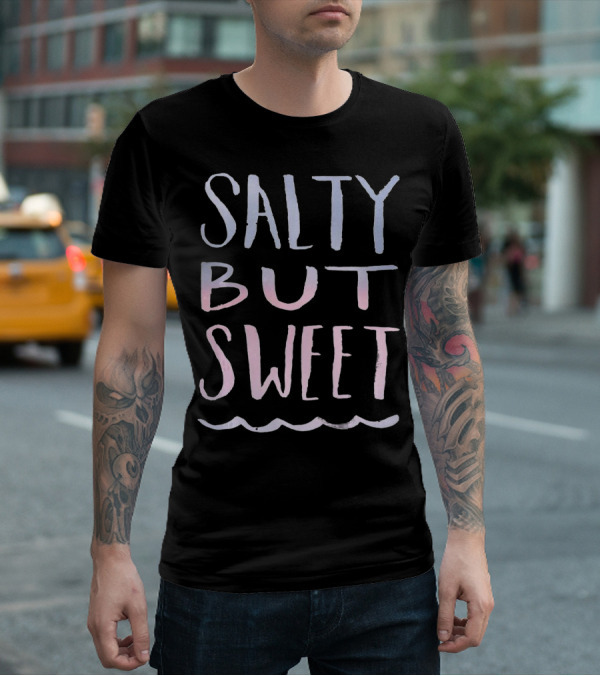 Salty But Sweet Pastel Gradient Text With Wave Line T-Shirt