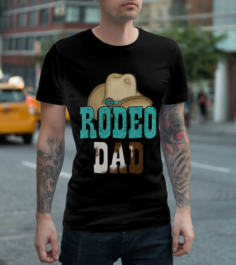 Turquoise Rodeo Dad Cowboy Hat Decor T-Shirt
