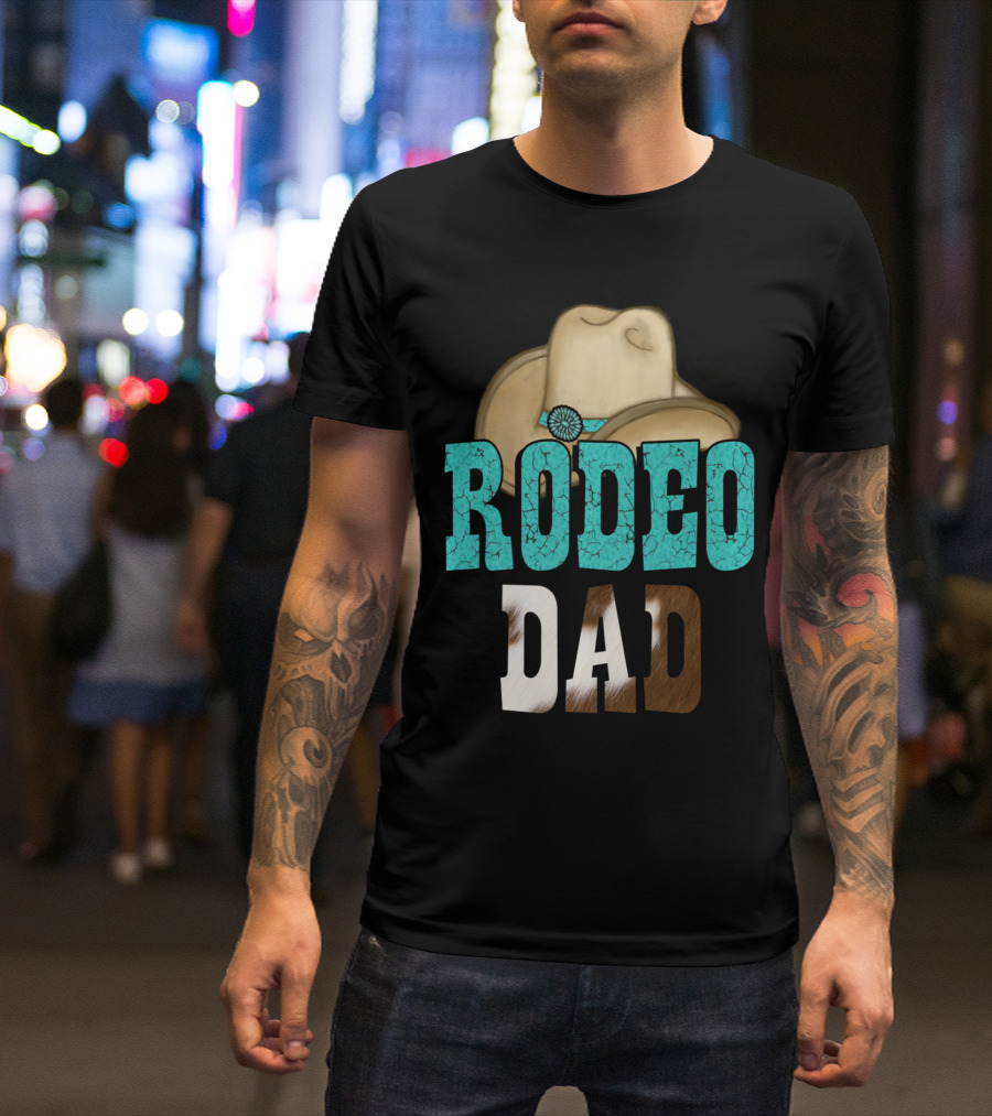 Turquoise Rodeo Dad Cowboy Hat Decor T-Shirt