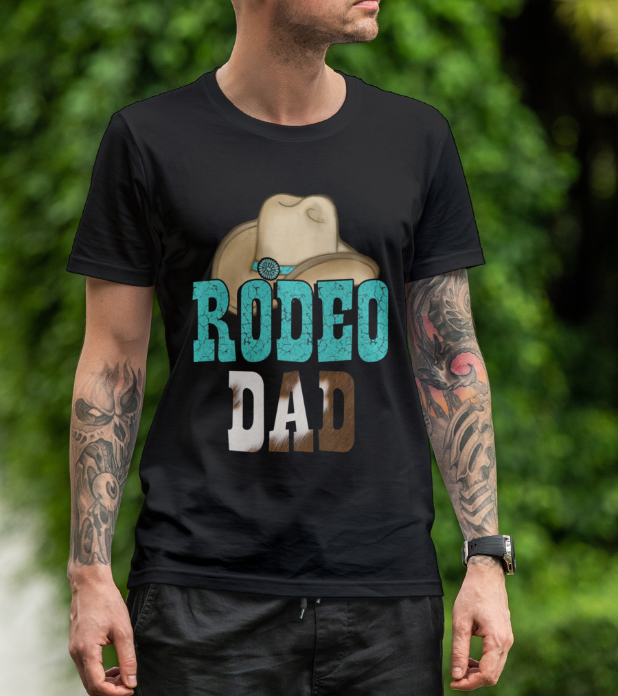 Turquoise Rodeo Dad Cowboy Hat Decor T-Shirt
