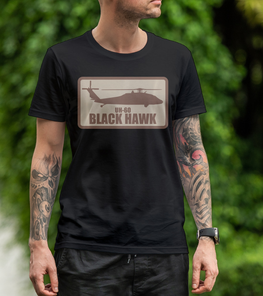UH-60 Black Hawk Desert Subdued Patch Helicopter T-Shirt