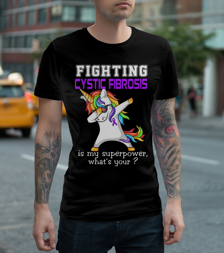 Fighting Cystic Fibrosis Unicorn Superpower Awareness T-Shirt