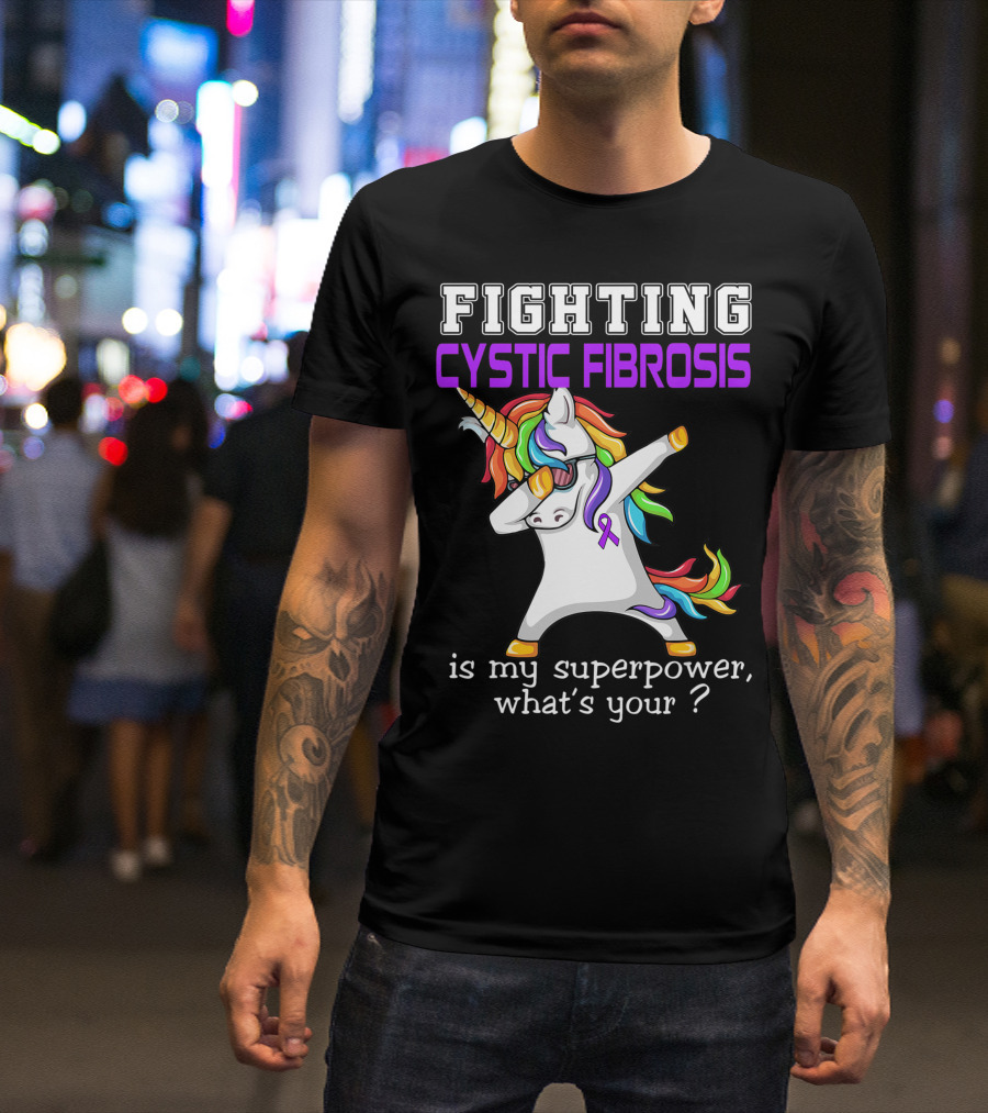 Fighting Cystic Fibrosis Unicorn Superpower Awareness T-Shirt