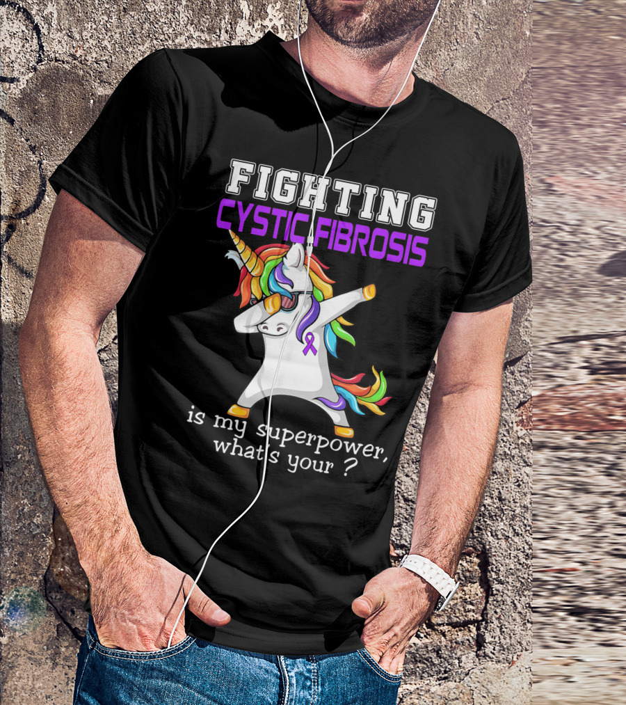 Fighting Cystic Fibrosis Unicorn Superpower Awareness T-Shirt
