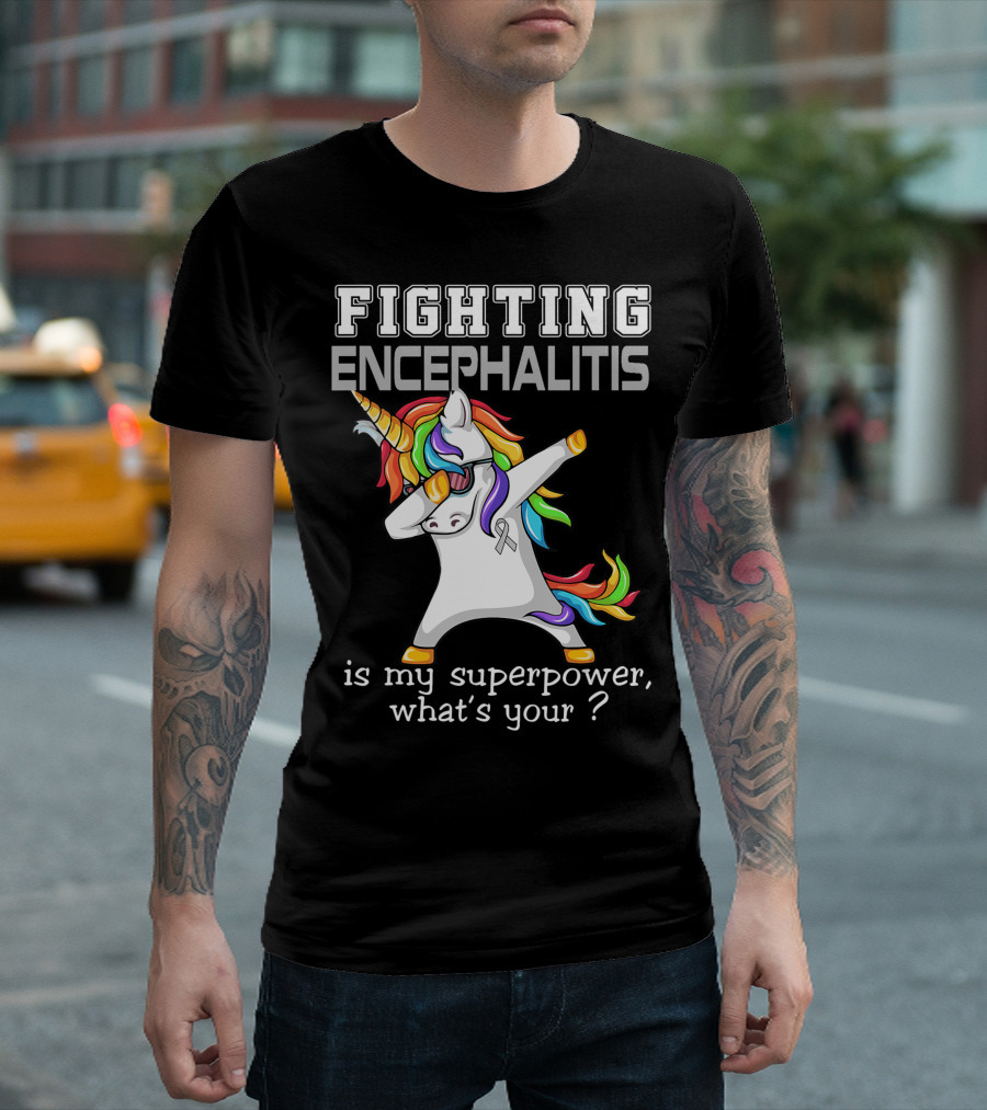 Fighting Encephalitis Unicorn Superpower Awareness T-Shirt