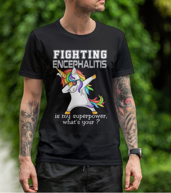 Fighting Encephalitis Unicorn Superpower Awareness T-Shirt