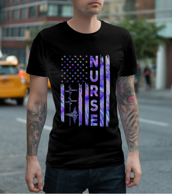 Nurse USA Flag Proud Girls Love Nursing Day T-Shirt