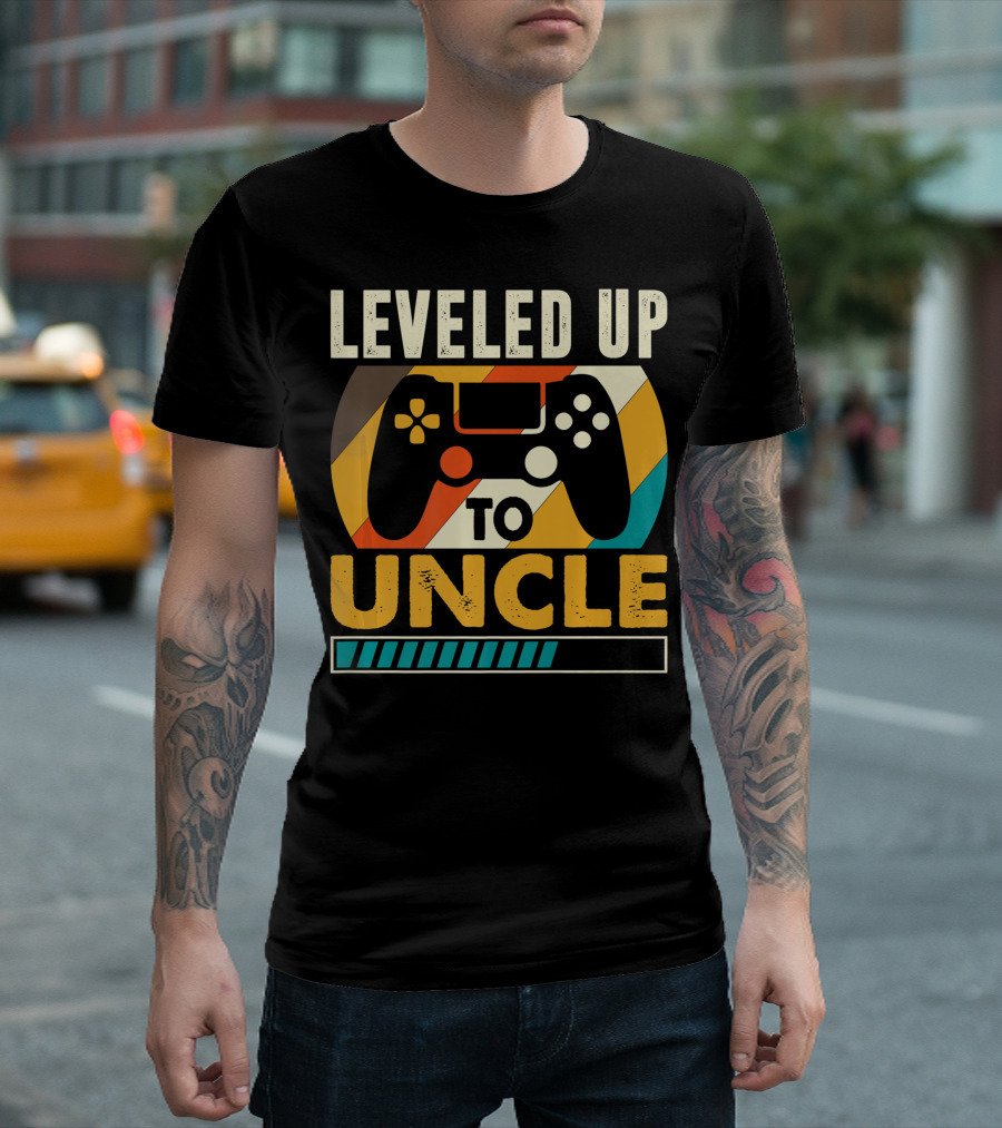 Leveled Up To Uncle Retro Gaming Controller Pregnancy Announcement T-Shirt