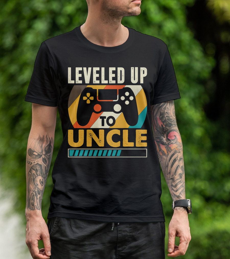 Leveled Up To Uncle Retro Gaming Controller Pregnancy Announcement T-Shirt