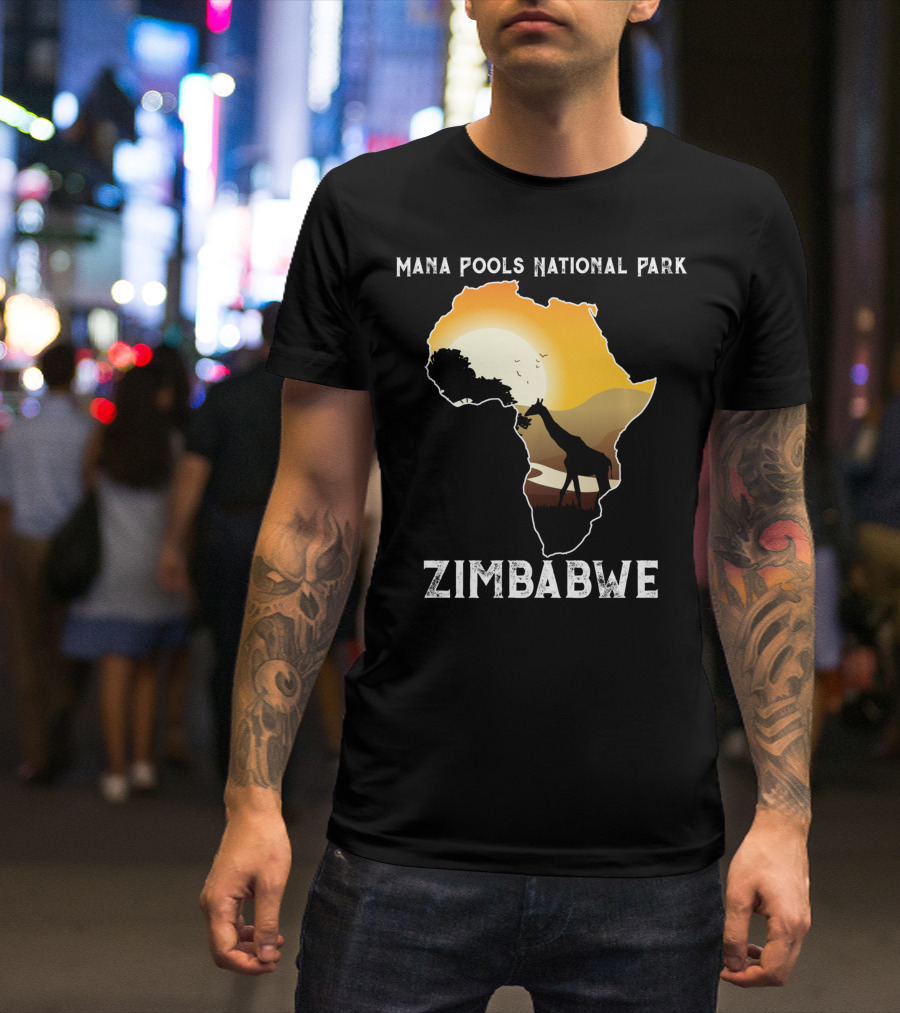 Mana Pools National Park Africa Giraffe Sunset Zimbabwe T-Shirt