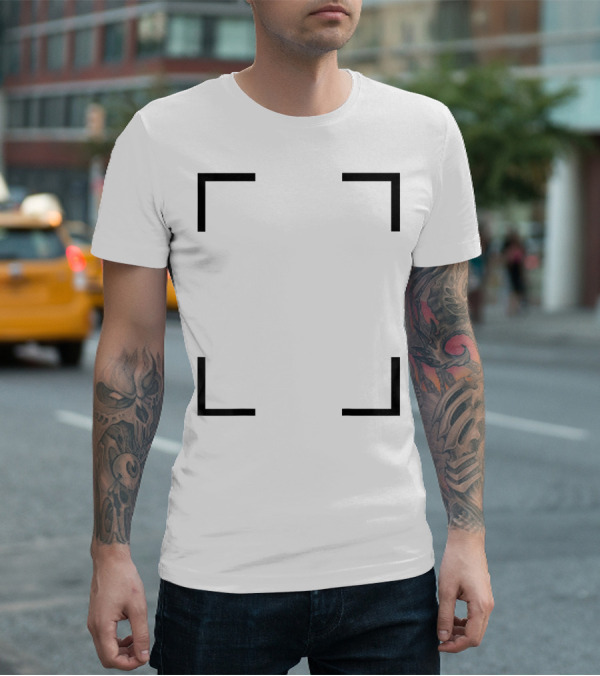 Art Frame Empty Corners Minimalist Black Square T-Shirt