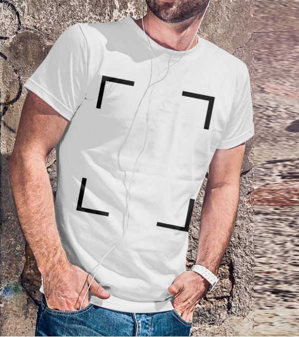 Art Frame Empty Corners Minimalist Black Square T-Shirt