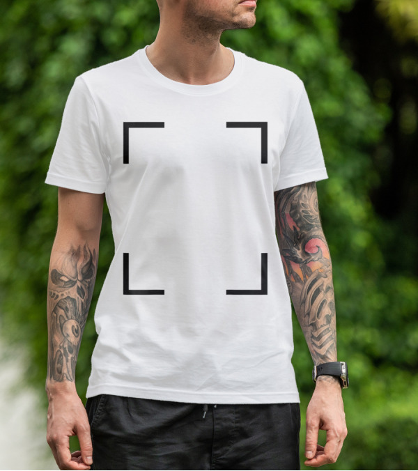 Art Frame Empty Corners Minimalist Black Square T-Shirt