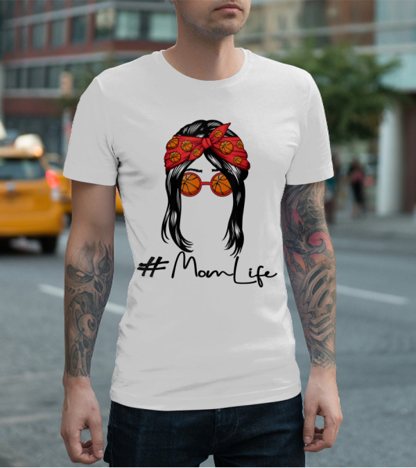 MomLife Basketball Mom Messy Bun T-Shirt