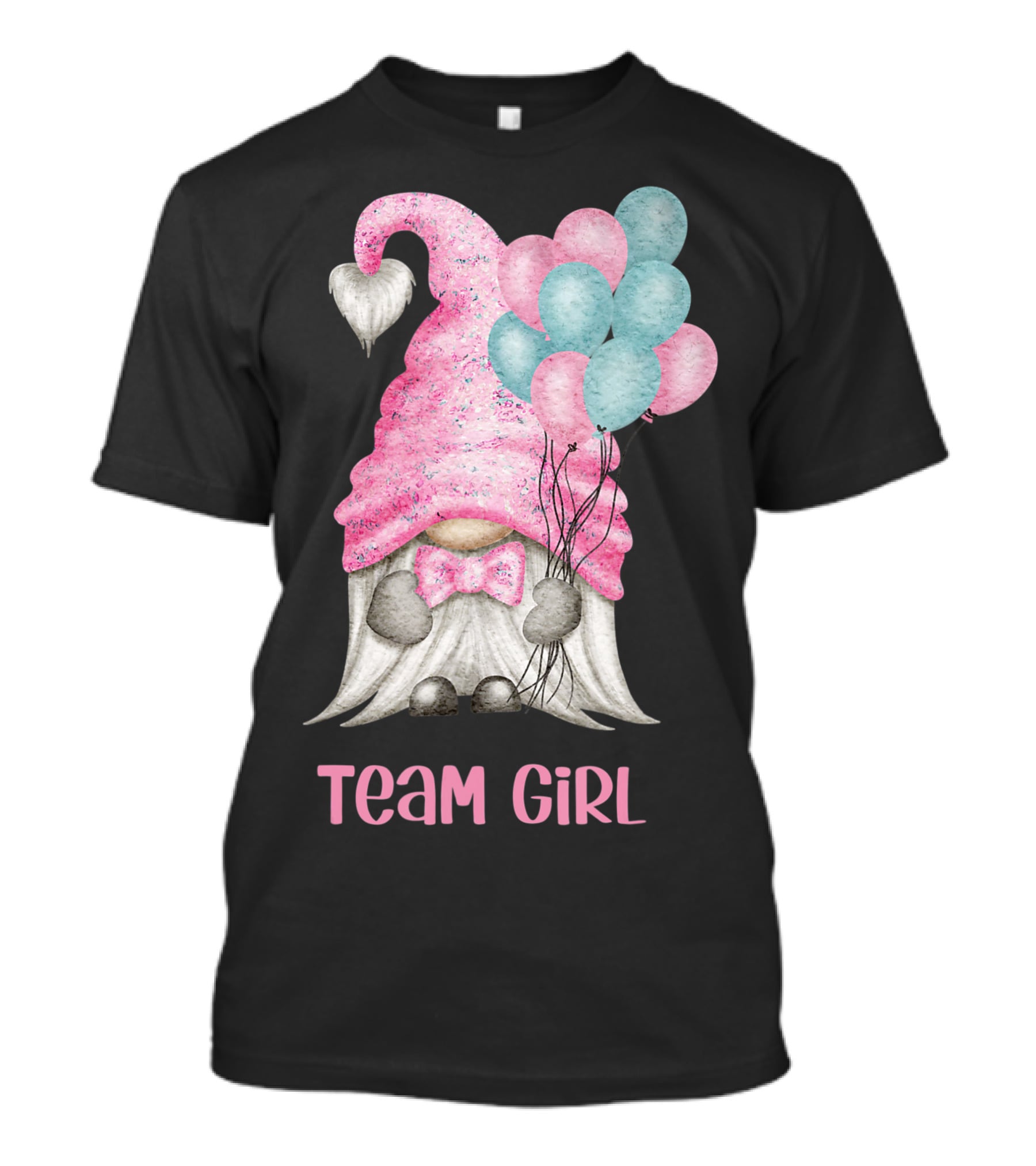 Team Girl Cute Gnome With Pastel Balloons Gender Reveal T-Shirt