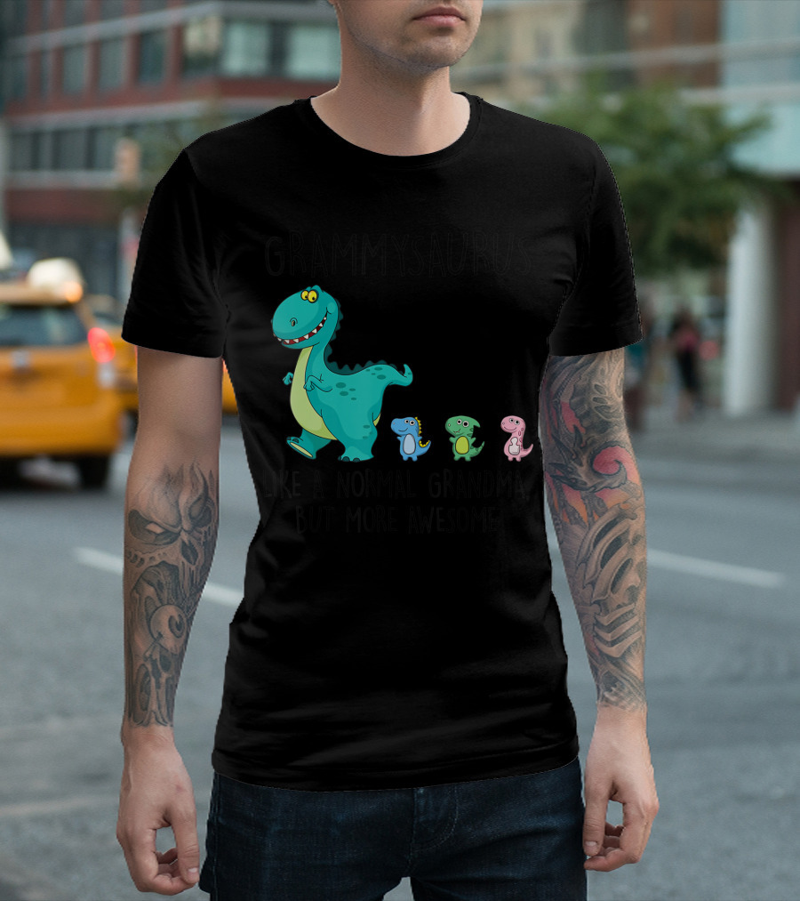 Grammysaurus Like A Normal Grandma But More Awesome Colorful Dinosaur Family T-Shirt