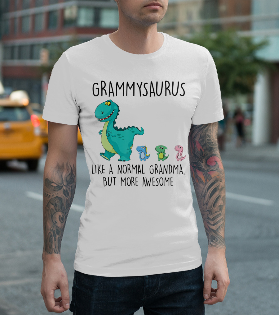 Grammysaurus Like A Normal Grandma But More Awesome Colorful Dinosaur Family T-Shirt
