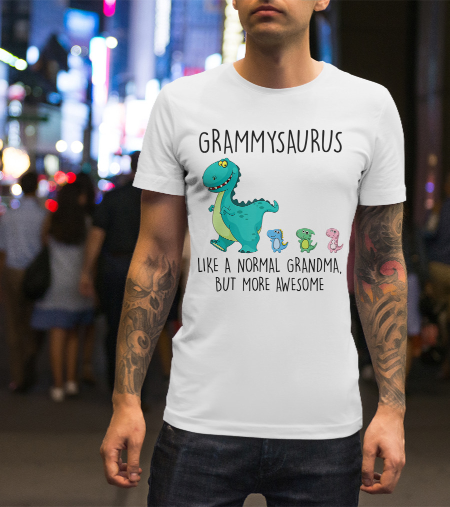 Grammysaurus Like A Normal Grandma But More Awesome Colorful Dinosaur Family T-Shirt