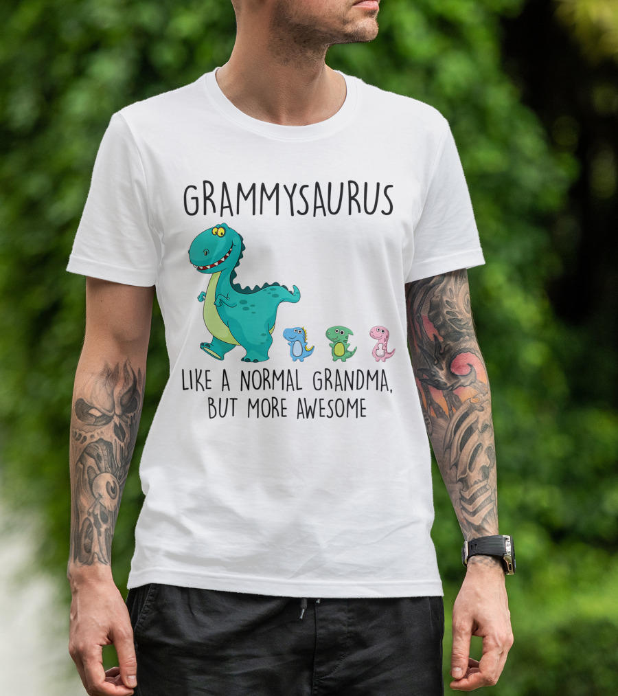 Grammysaurus Like A Normal Grandma But More Awesome Colorful Dinosaur Family T-Shirt