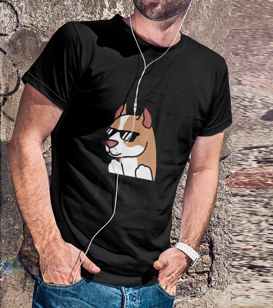 I Do What I Want Pit Bull Dog Sunglasses Cool Pup T-Shirt