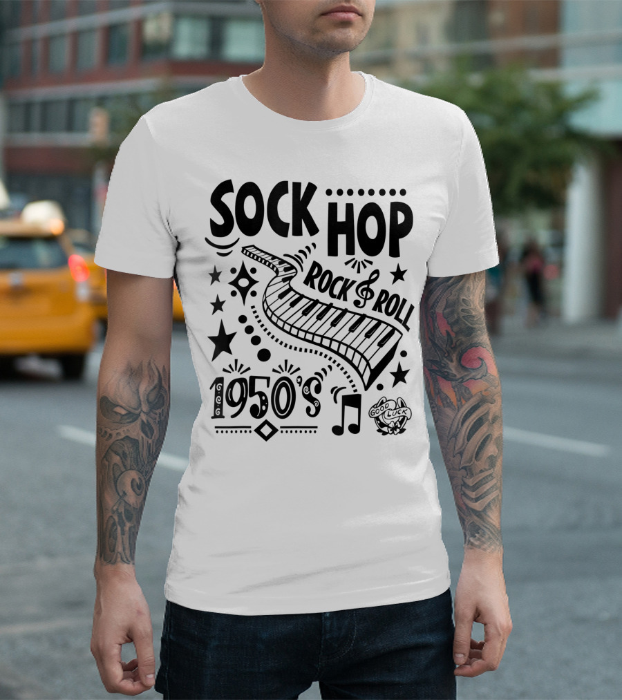 Sock Hop Rock Roll 1950s Piano Music Party T-Shirt