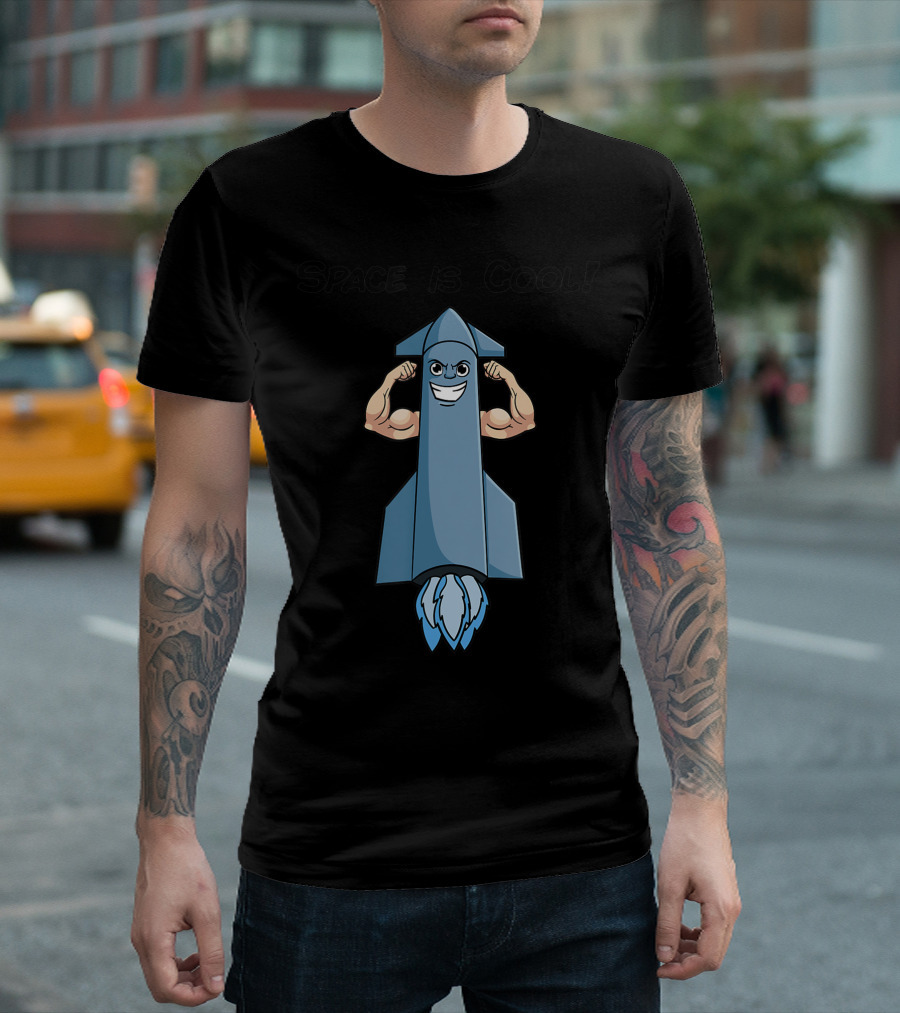 Space Is Cool Rocket Buff Emoji T-Shirt