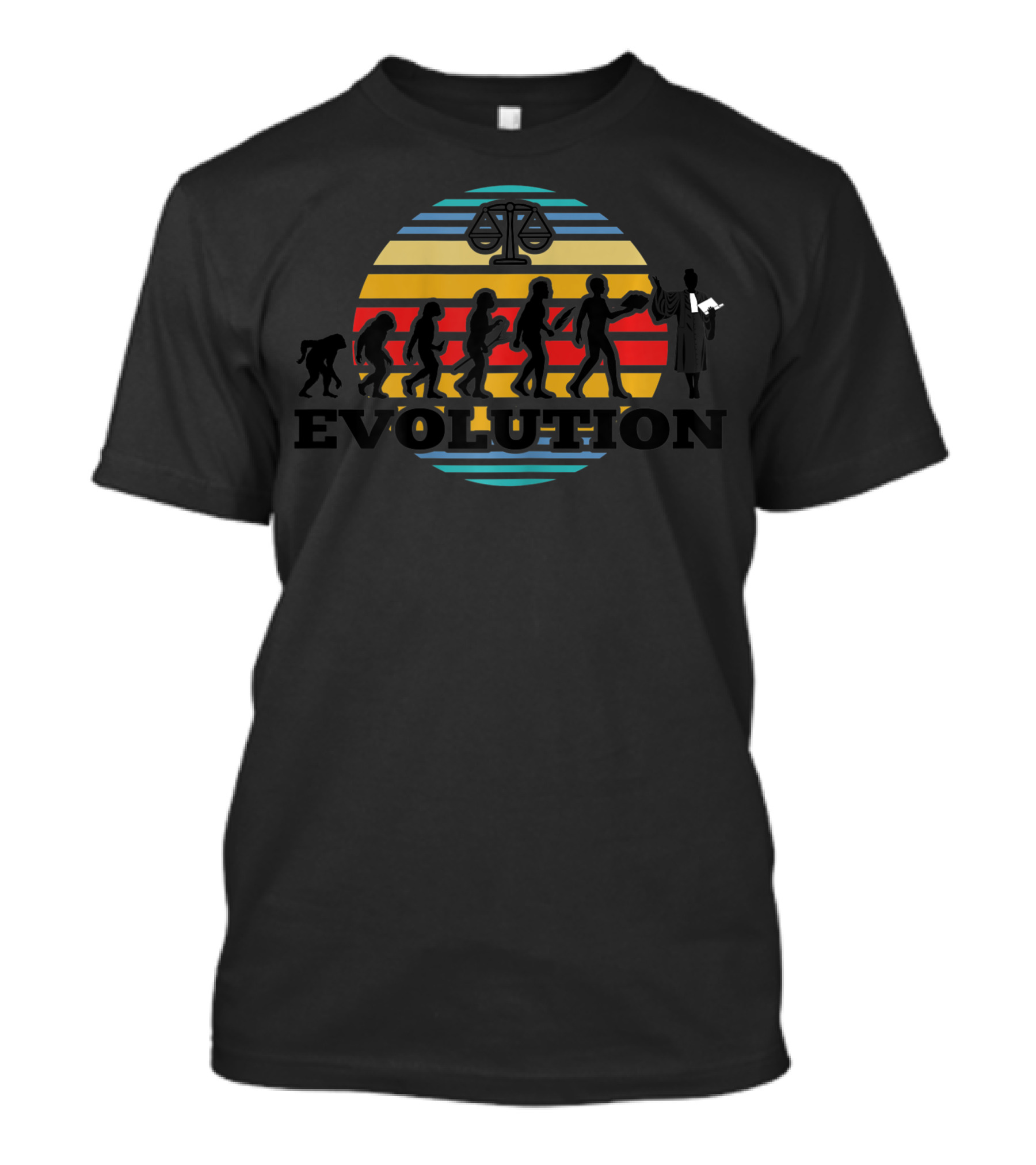 Evolution Female Lawyer Judge Attorney Advocate Scales T-Shirt