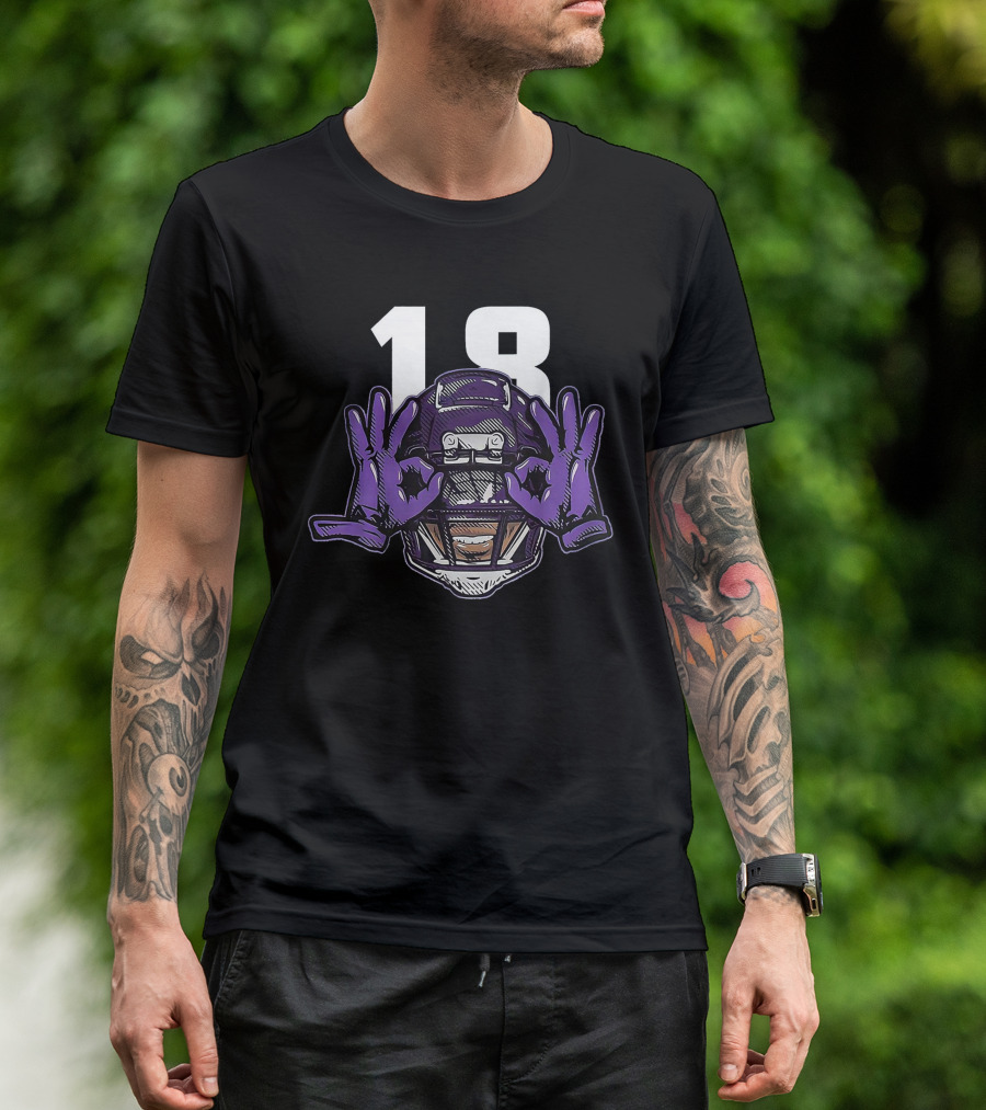 Griddy Celebration Purple Helmet 18 Gloves T-Shirt