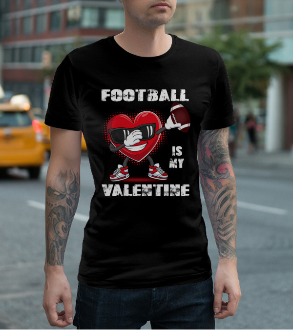 Cute Dabbing Heart Football Lover Valentines Day Boys T-Shirt
