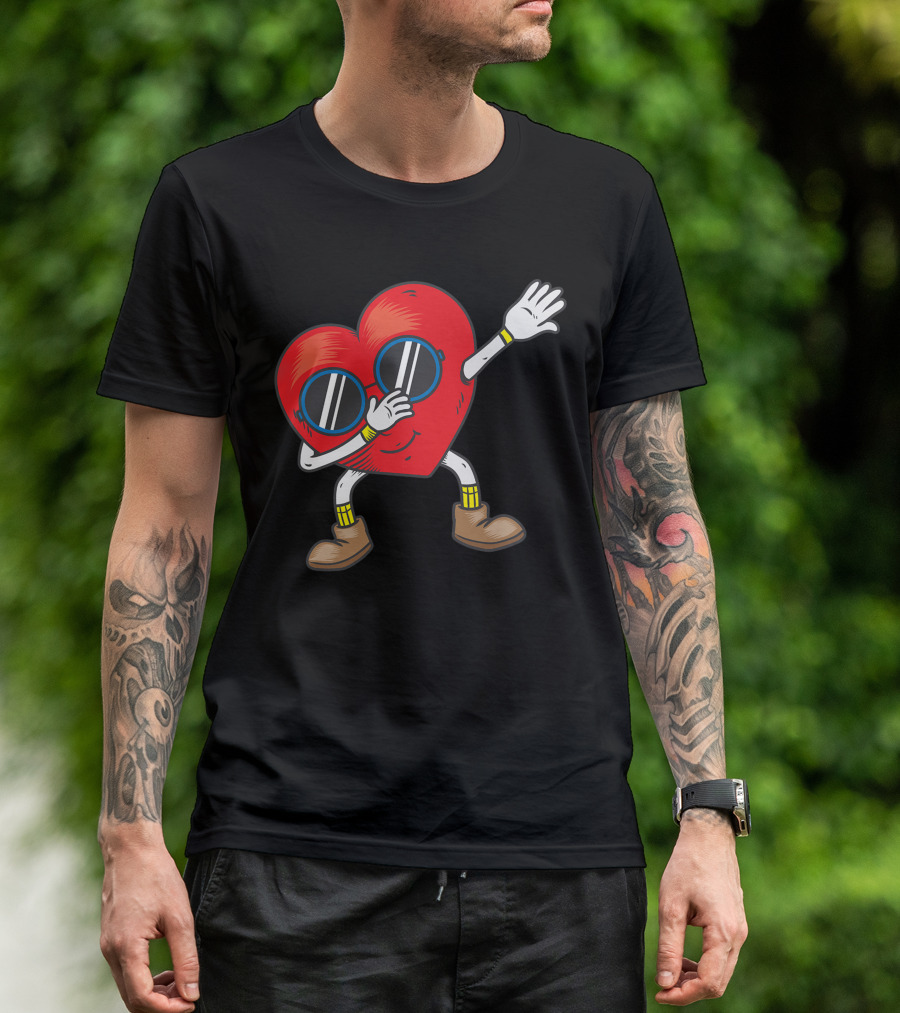 Dabbing Heart With Sunglasses Funny Gifts T-Shirt