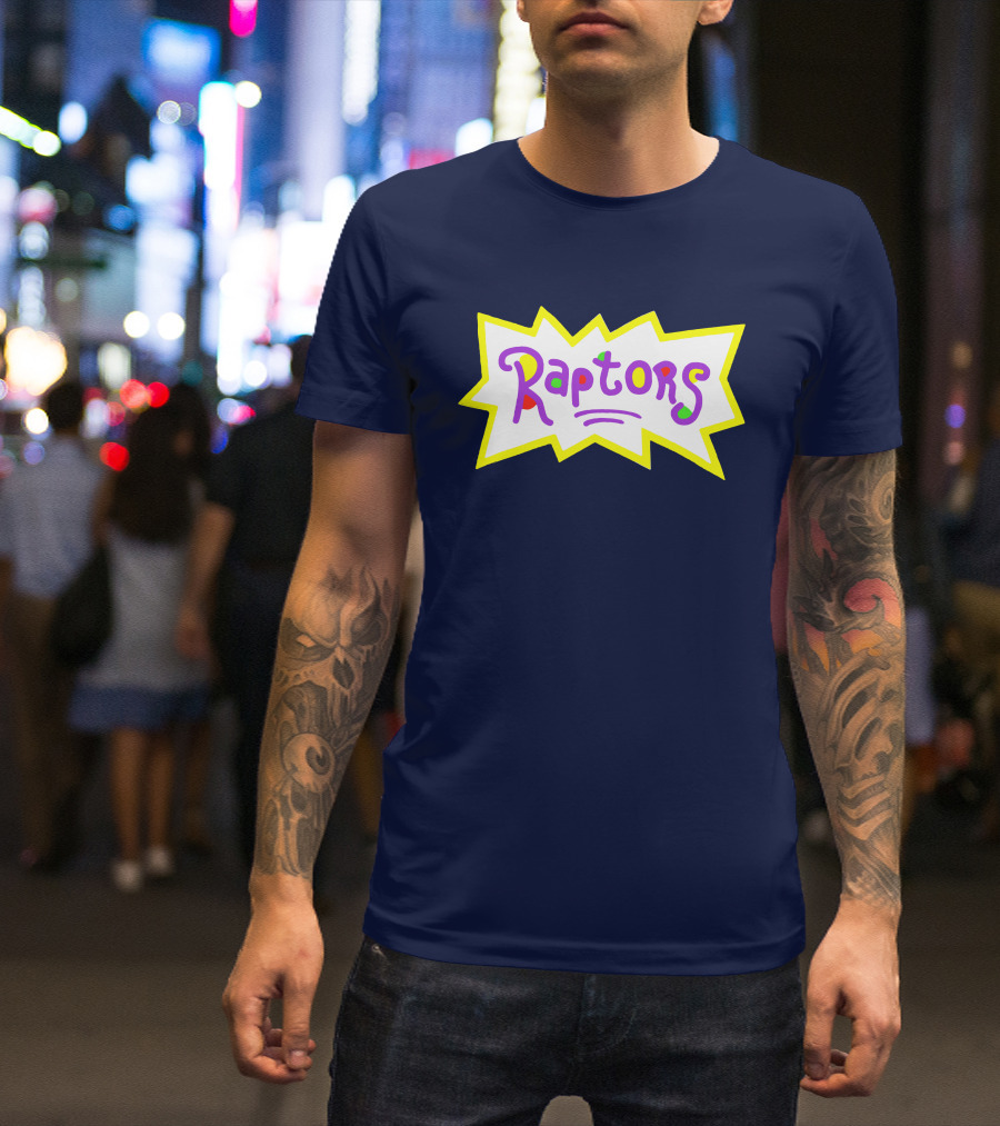 Raptors Retro Pop Art Style Text With Vivid Colors And Bold Outline T-Shirt