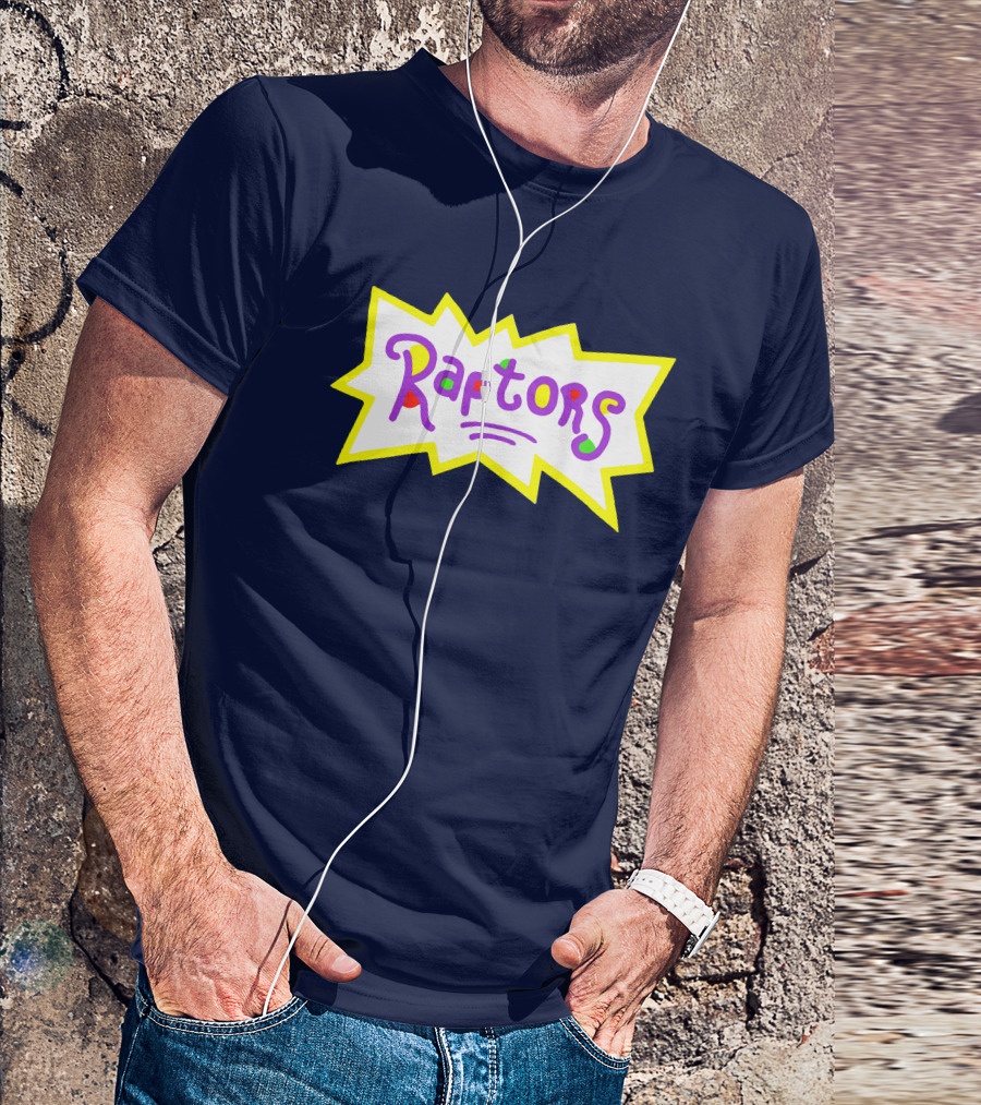 Raptors Retro Pop Art Style Text With Vivid Colors And Bold Outline T-Shirt