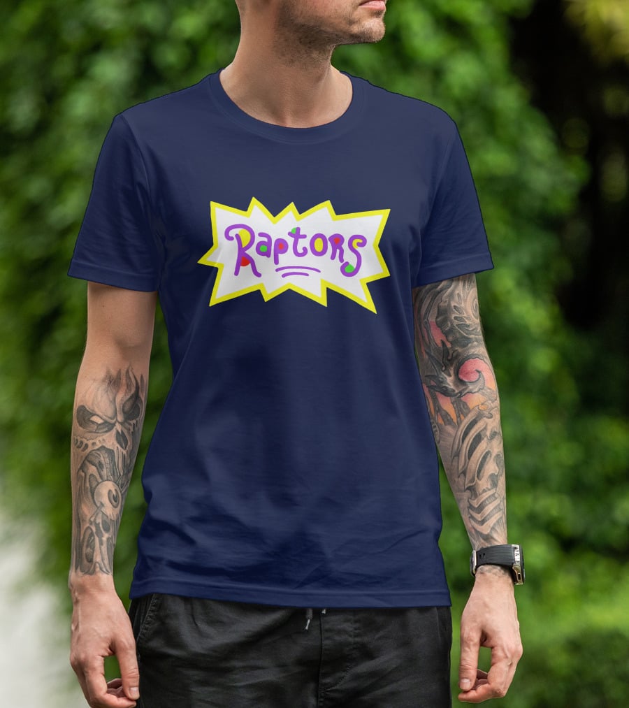 Raptors Retro Pop Art Style Text With Vivid Colors And Bold Outline T-Shirt