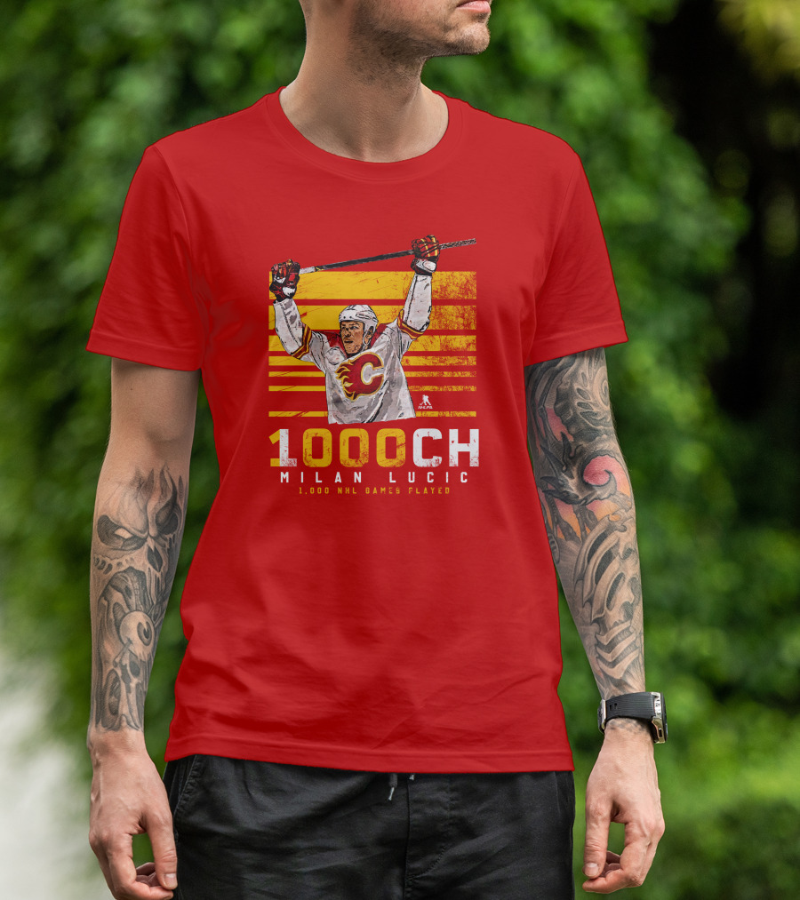 Milan Lucic 1000 NHL Games Played Calgary Flames T-Shirt