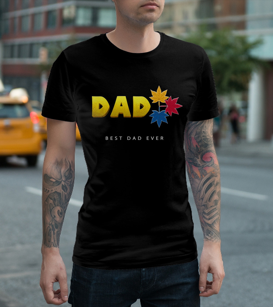Best Dad Ever Colorful Maple Leaves T-Shirt